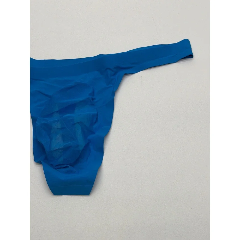 Mens Blue Seamless Mesh Pouch G-String Thong Low Rise Stretch Underwear XL